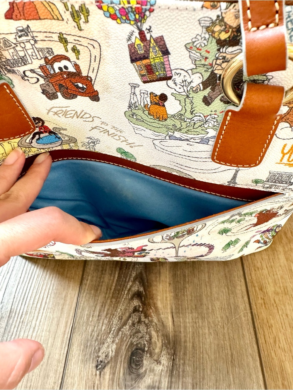 Disney Pixar Maps Dooney & Bourke Tote | EUC | Zip Closure | Blue Lining - Picture 9 of 14